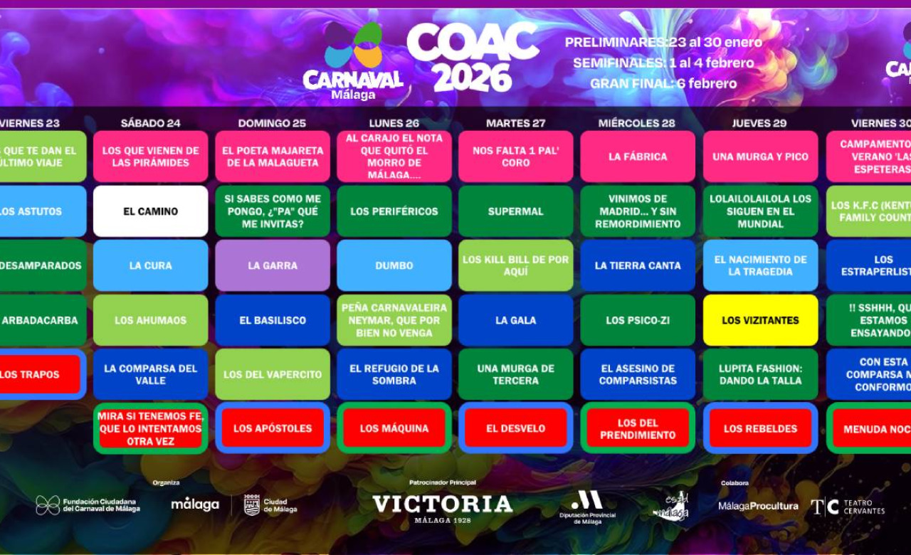 Sorteo del Concurso de Agrupaciones del Carnaval de Málaga 2026